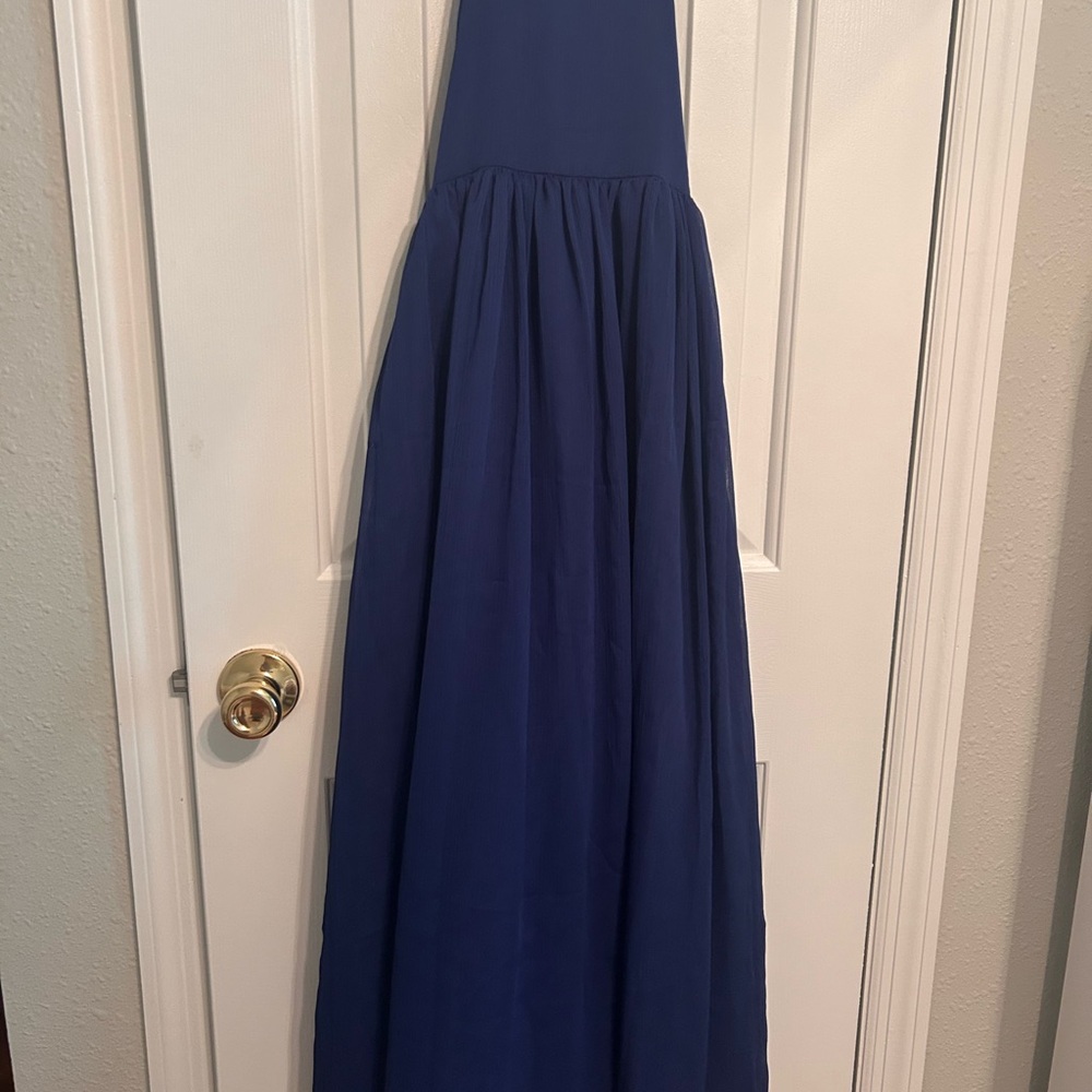Elegant Blue Halter Maxi Dress